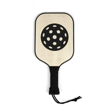 Pickleball Paddles Set — Wooden Paddle Kit with Ball Graphic & 2 Yellow Balls