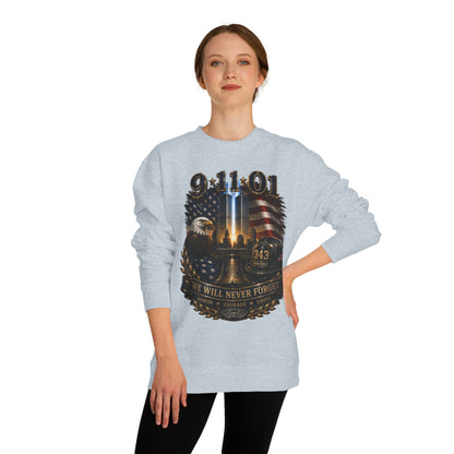 9/11 Remembrance Crewneck Sweatshirt — We Will Never Forget Memorial Tee
