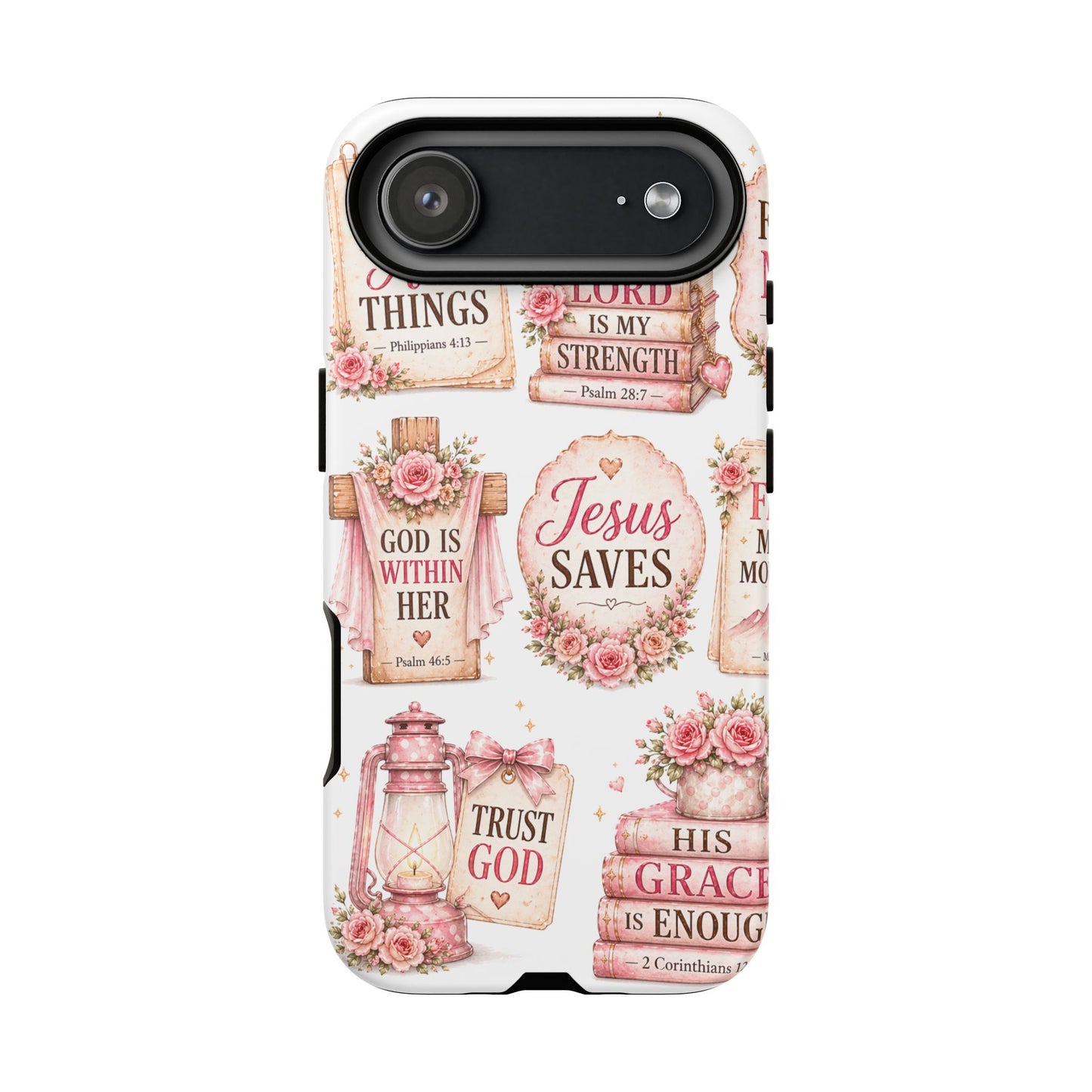 Faith Phone Case — 'Jesus Saves' Floral Christian Scripture iPhone Case