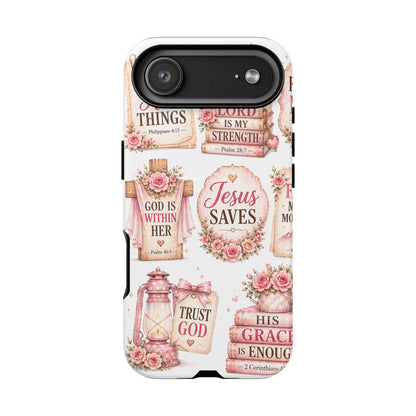 Faith Phone Case — 'Jesus Saves' Floral Christian Scripture iPhone Case