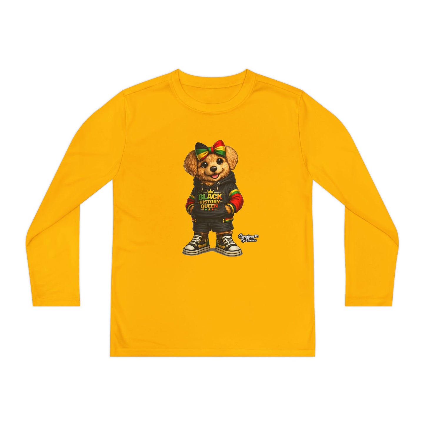 Youth Long Sleeve Tee — Rasta Bear 'Black History' Graphic