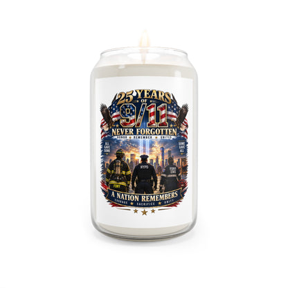 9/11 Remembrance Scented Soy Candle — 13.75 oz "Never Forgotten" Memorial Candle