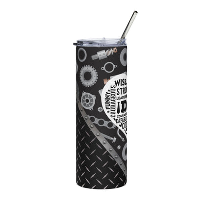Dad Word Cloud 20oz Stainless Steel Tumbler — Mechanic Gear Design