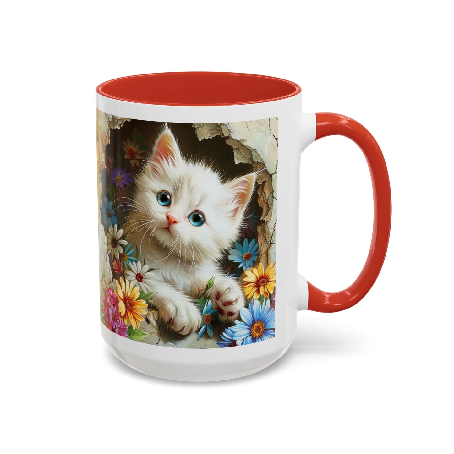 Cute Kitten Floral Accent Coffee Mug (11/15oz)