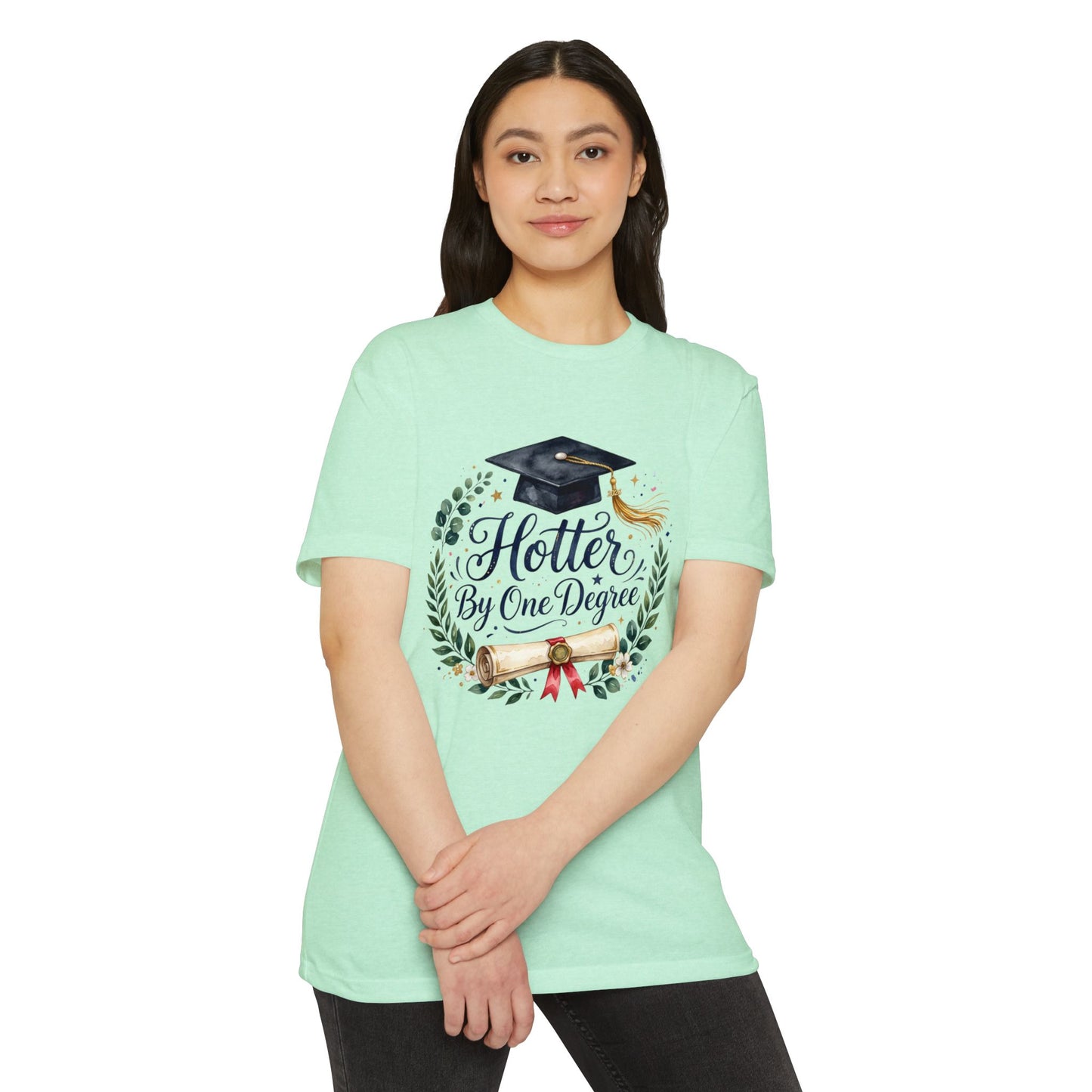 Graduation T-Shirt — "Hotter By One Degree" Cap & Diploma Design