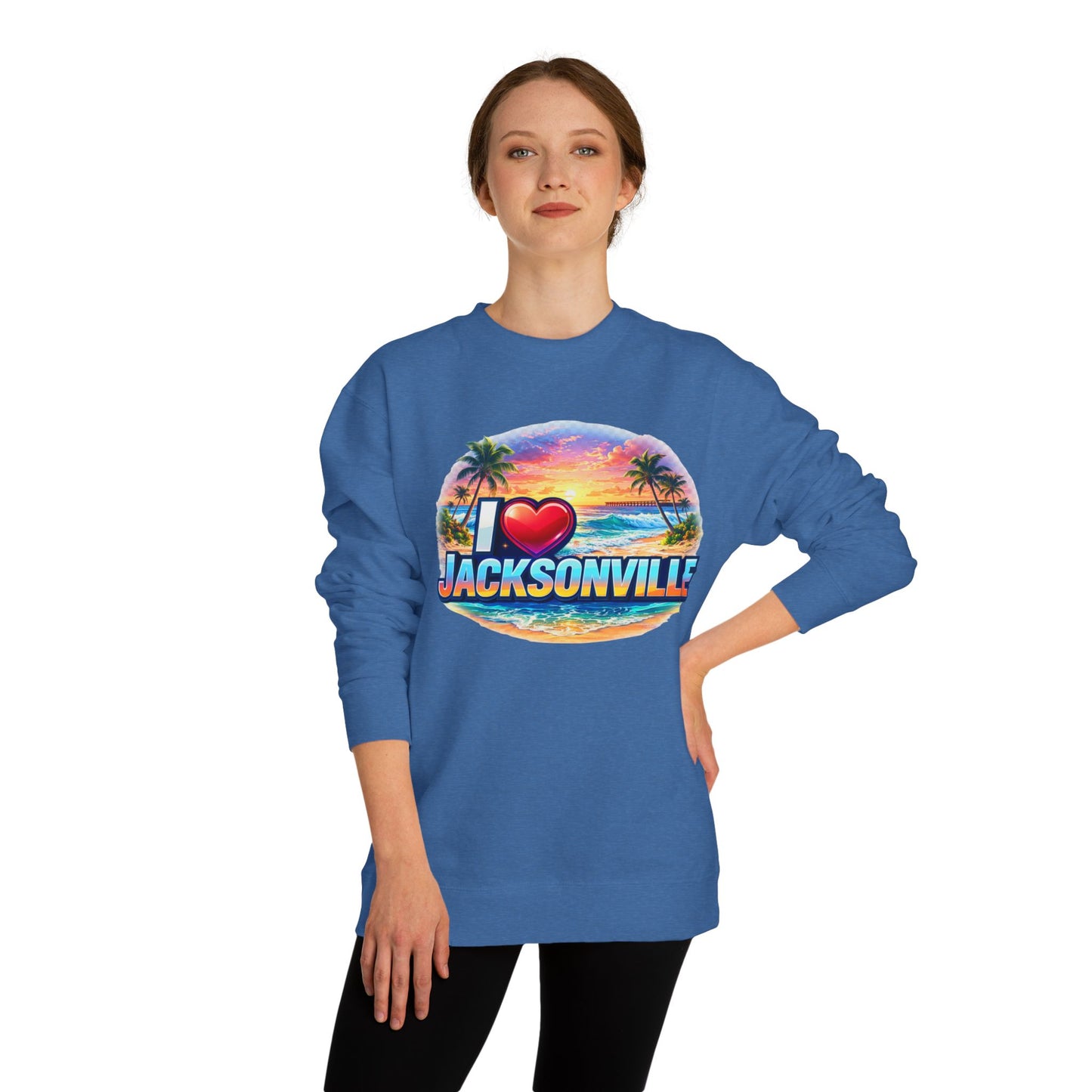 I Love Jacksonville Sweatshirt — Vintage Sunset Beach Crewneck