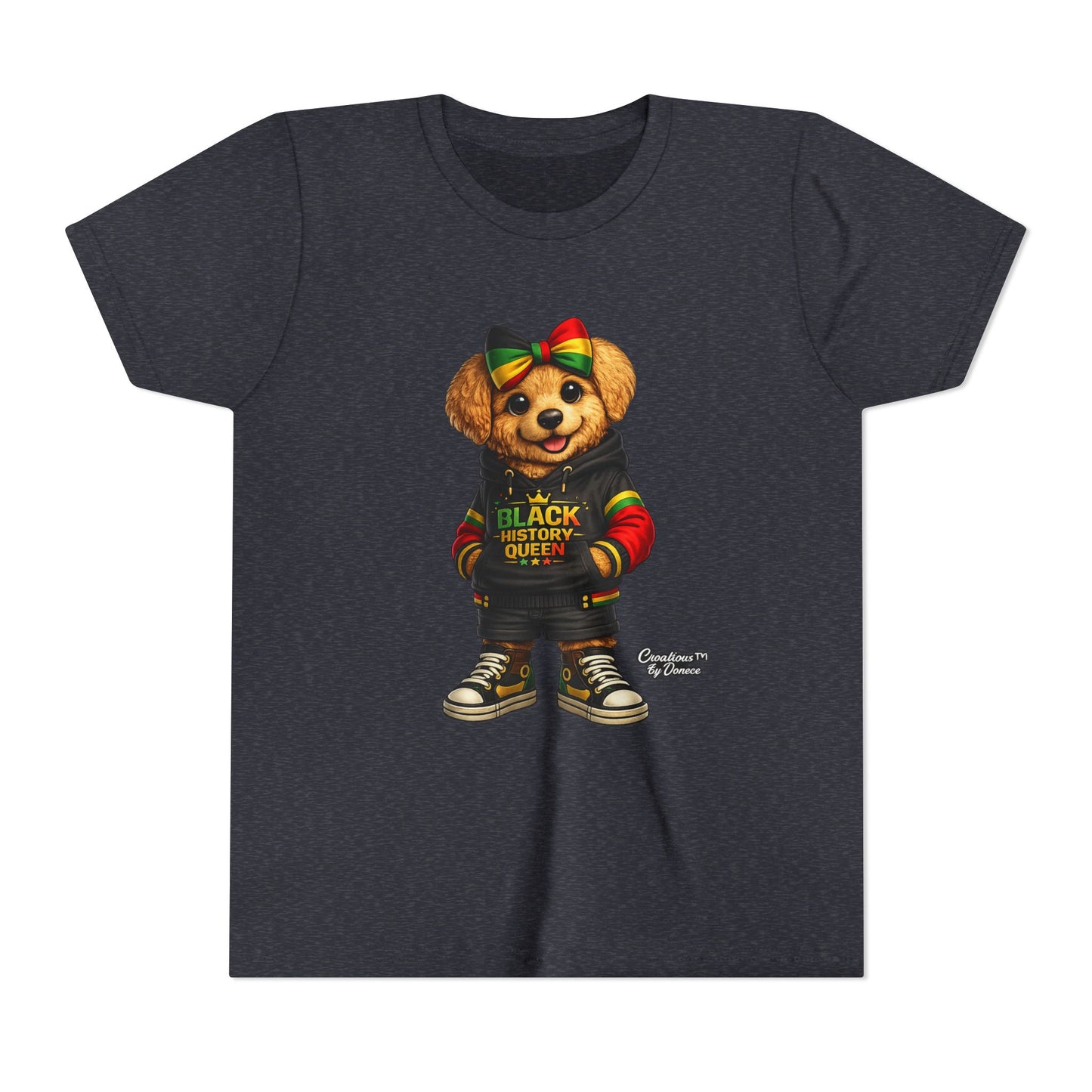 Youth Tee — Black History Queen Bear Graphic T-Shirt