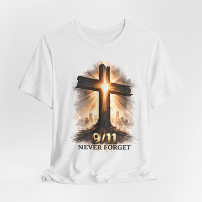9/11 Never Forget T‑Shirt - Cross Memorial Tee