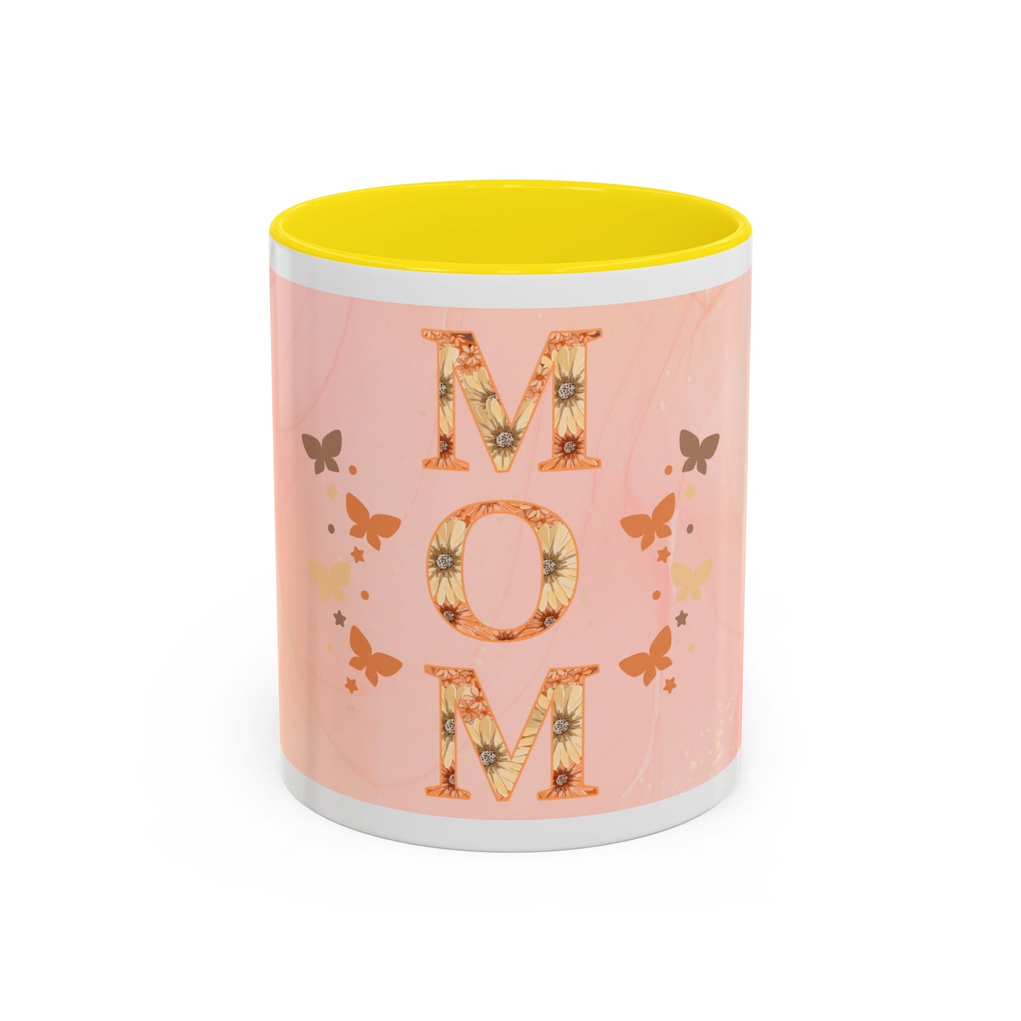 Mom Floral Accent Coffee Mug – Pink Butterfly Mother's Day Gift (11/15oz)