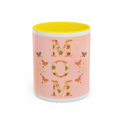 Mom Floral Accent Coffee Mug – Pink Butterfly Mother's Day Gift (11/15oz)