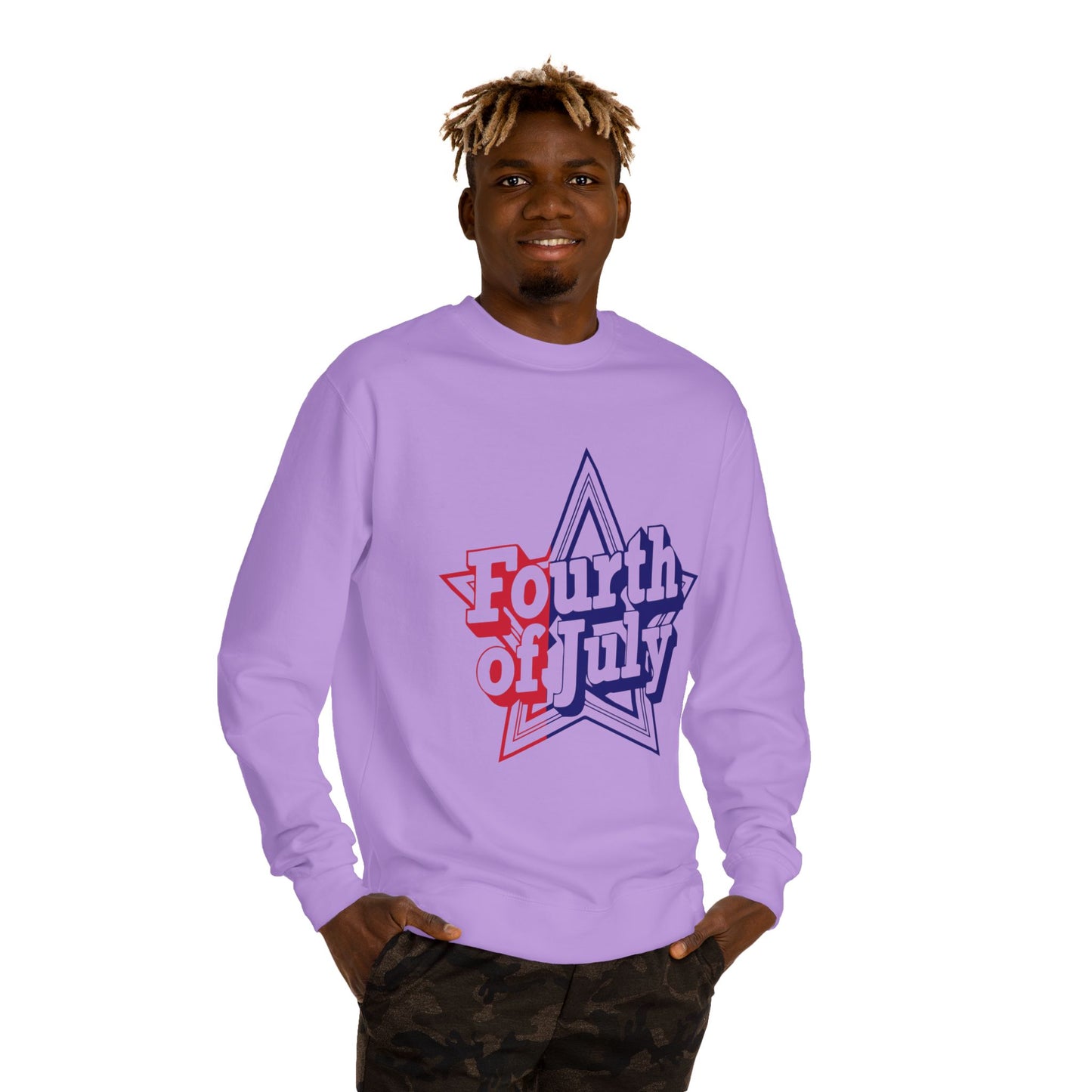 Fourth of July Star Sweatshirt — Patriotic Red White Blue Crewneck