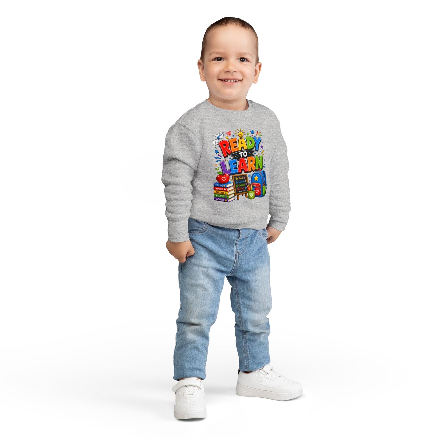 Ready to Learn Toddler Sweatshirt — Back to School Kids Crewneck