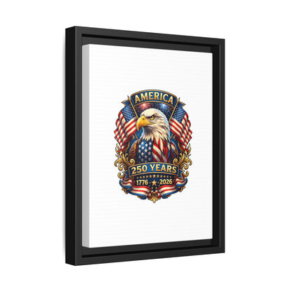 America 250th Anniversary Framed Canvas — Patriotic Bald Eagle Wall Art