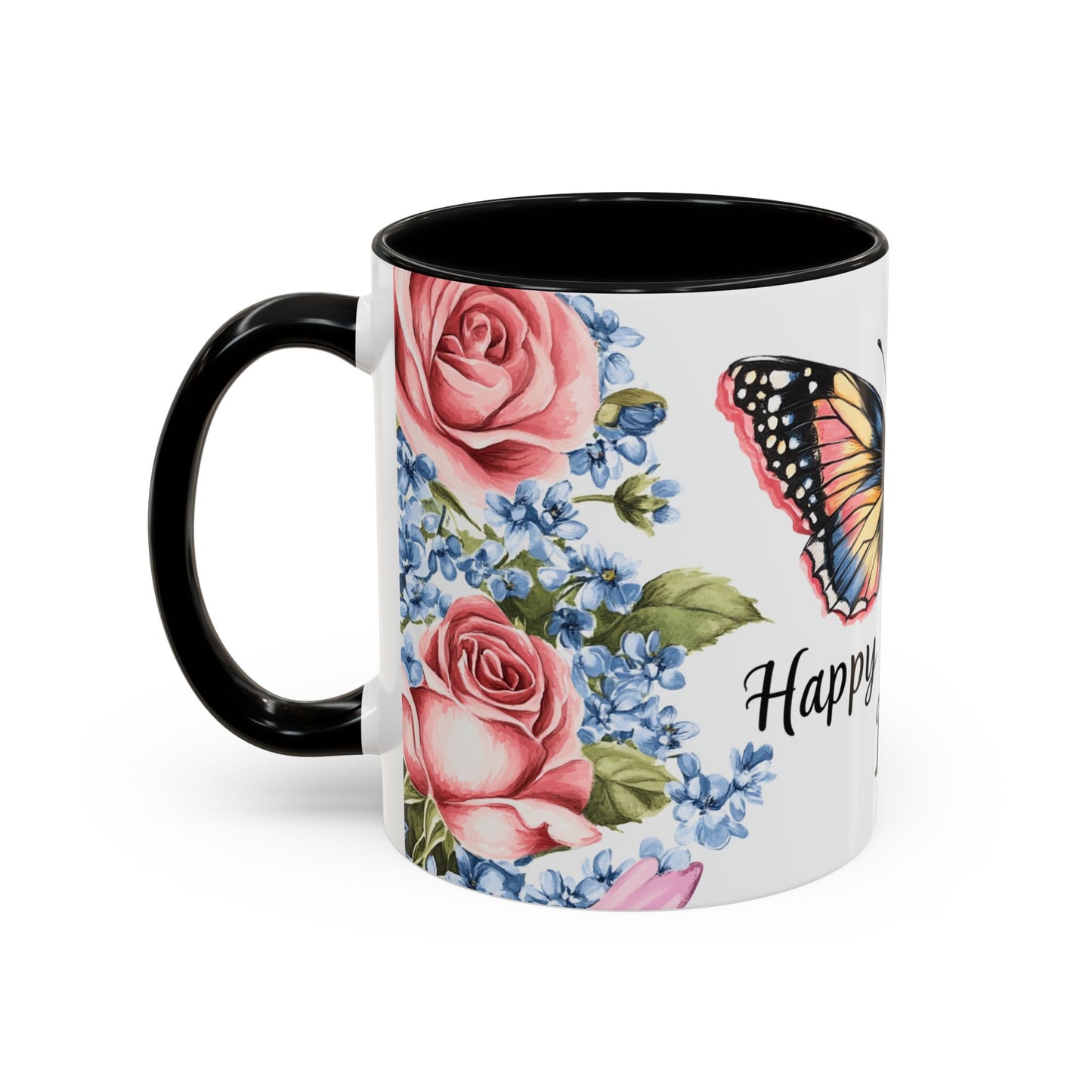 Mother's Day Butterfly Floral Accent Coffee Mug – "Happy Mother's Day"