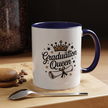 Graduation Queen Accent Coffee Mug — 11/15oz Ceramic Gift with Crown & Diploma Design