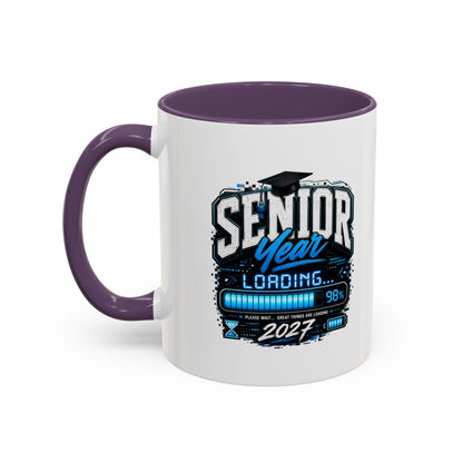 Senior Year Loading 2027 Accent Coffee Mug — Graduation Gift Cup (11/15oz)