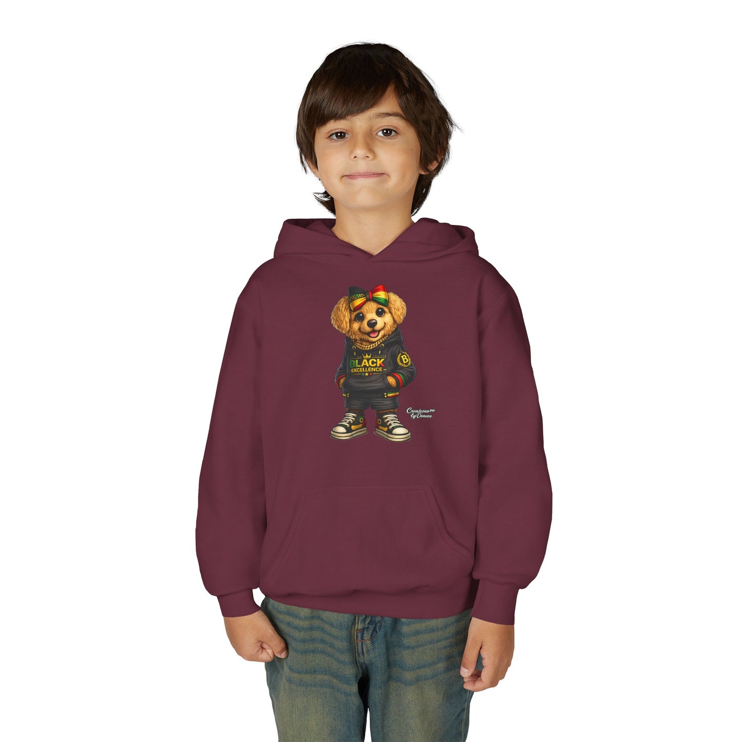 Youth Hoodie — Black Excellence Bear Graphic Sweatshirt (Kids)