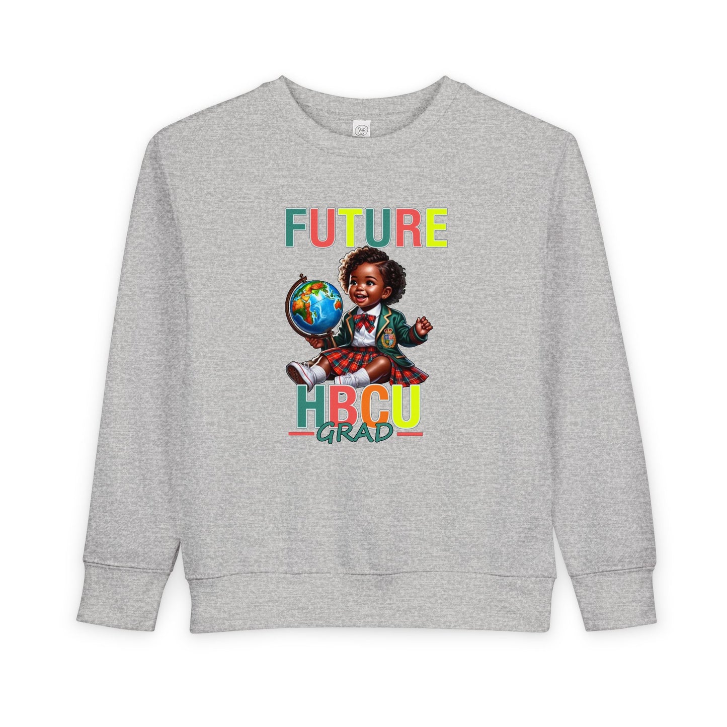 Future HBCU Grad Toddler Sweatshirt — Cute Black Girl Globe Design