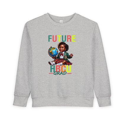 Future HBCU Grad Toddler Sweatshirt — Cute Black Girl Globe Design