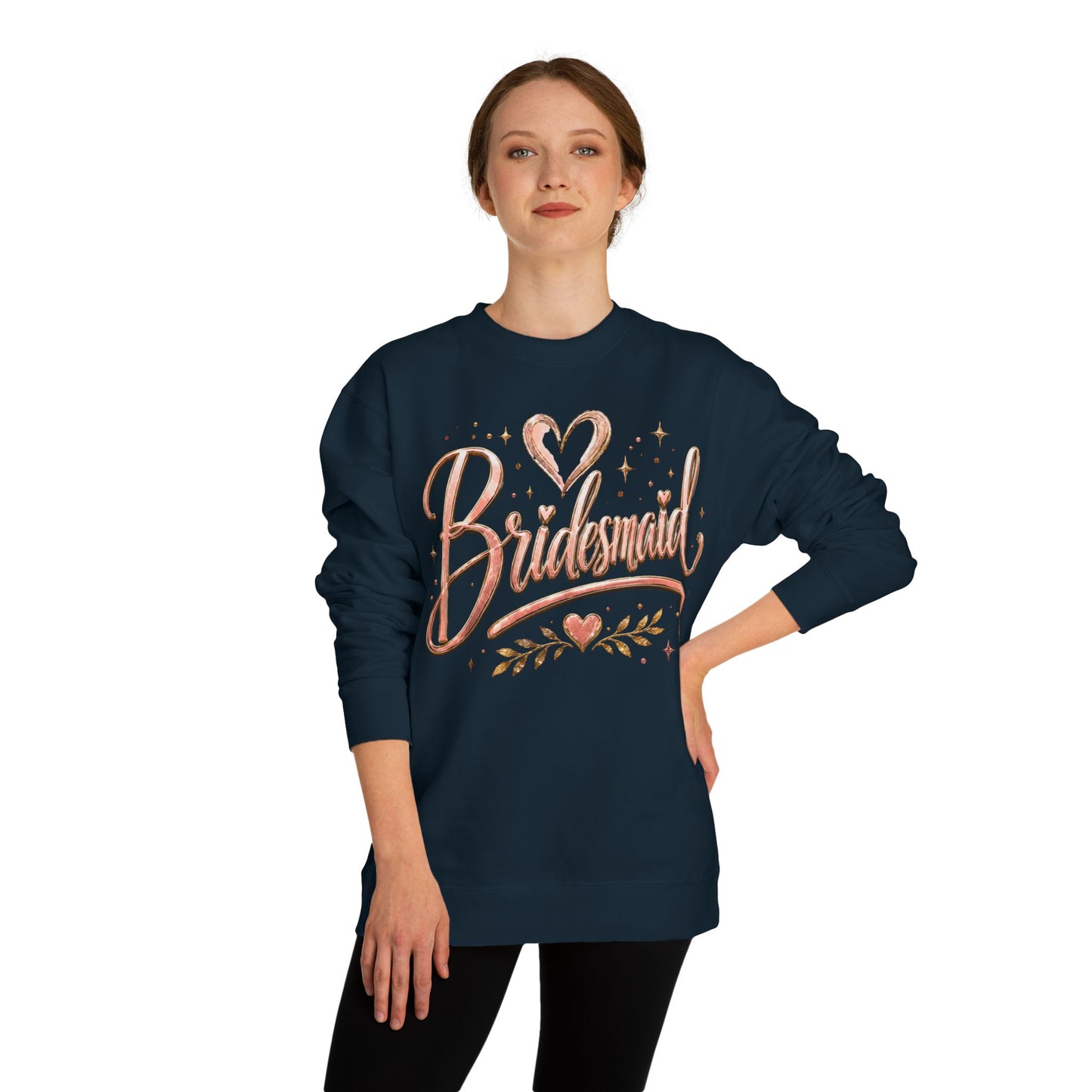 Bridesmaid Crewneck Sweatshirt — Rose Gold Script Bridesmaid Pullover
