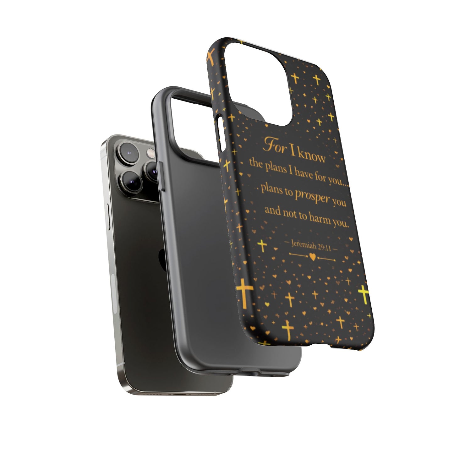 Phone Case — "For I Know" Jeremiah 29:11 Gold Cross Christian Tough Case