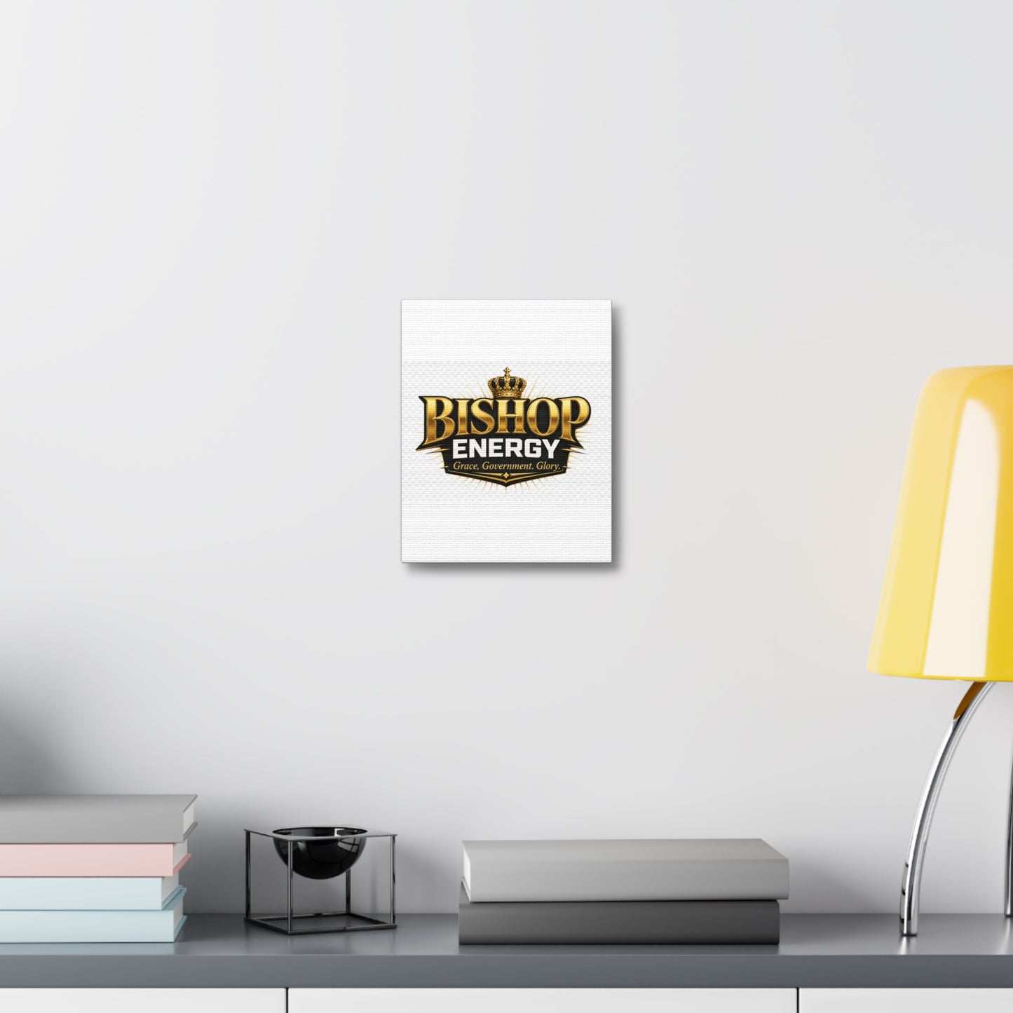 Bishop Energy Stretched Canvas - Gold Crown Emblem (Grace, Government, Glory)