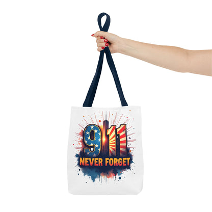 9/11 Never Forget Tote Bag — Patriotic Memorial Tribute Tote