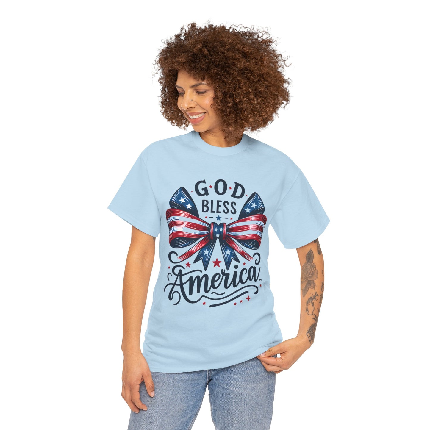 God Bless America T-Shirt — Patriotic USA Bow Fourth of July Tee