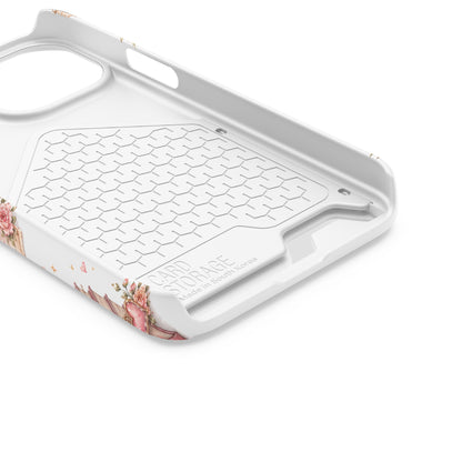 Christian Phone Case with Card Holder — 'Jesus Saves' Floral Scripture Design