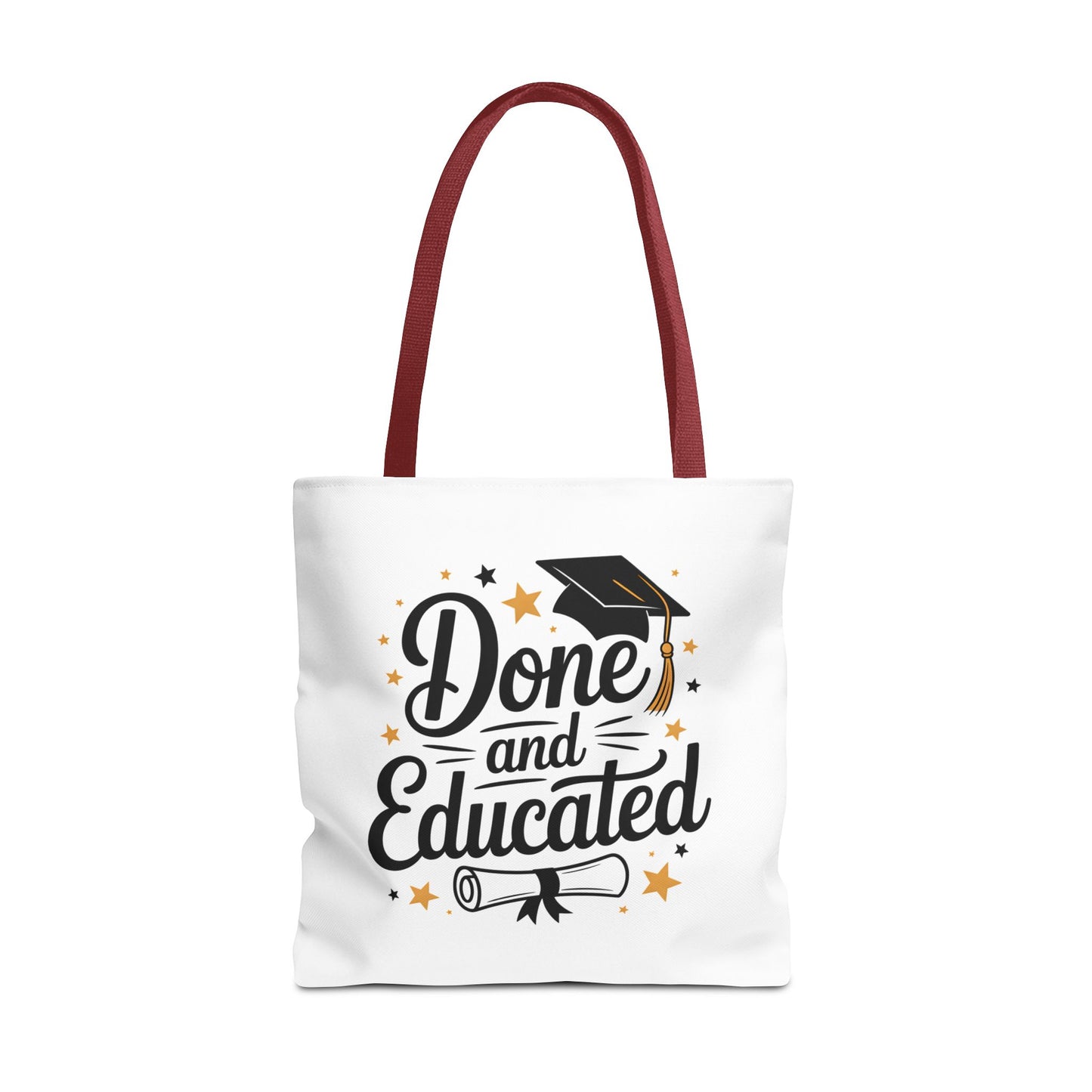 Graduation Tote Bag - "Done and Educated" Cap & Diploma Celebration Tote
