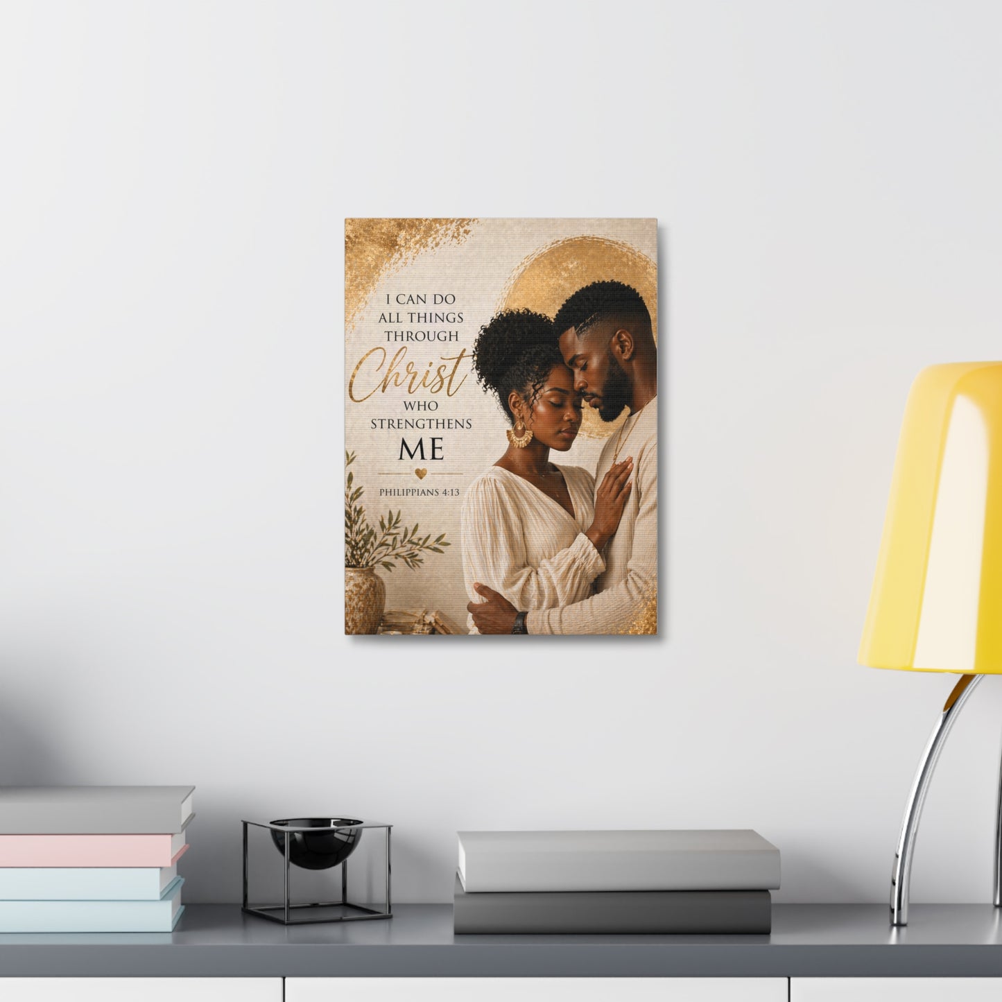 Stretched Canvas - "I Can Do All Things Through Christ" Inspirational Scripture Wall Art