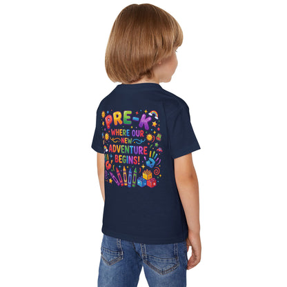 Toddler T‑Shirt — "Pre-K: Where Our New Adventure Begins!" Colorful Back-to-School Tee