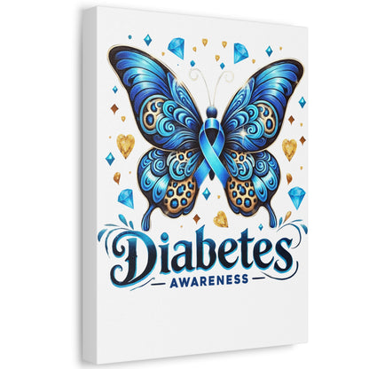 Diabetes Awareness Butterfly Stretched Canvas
