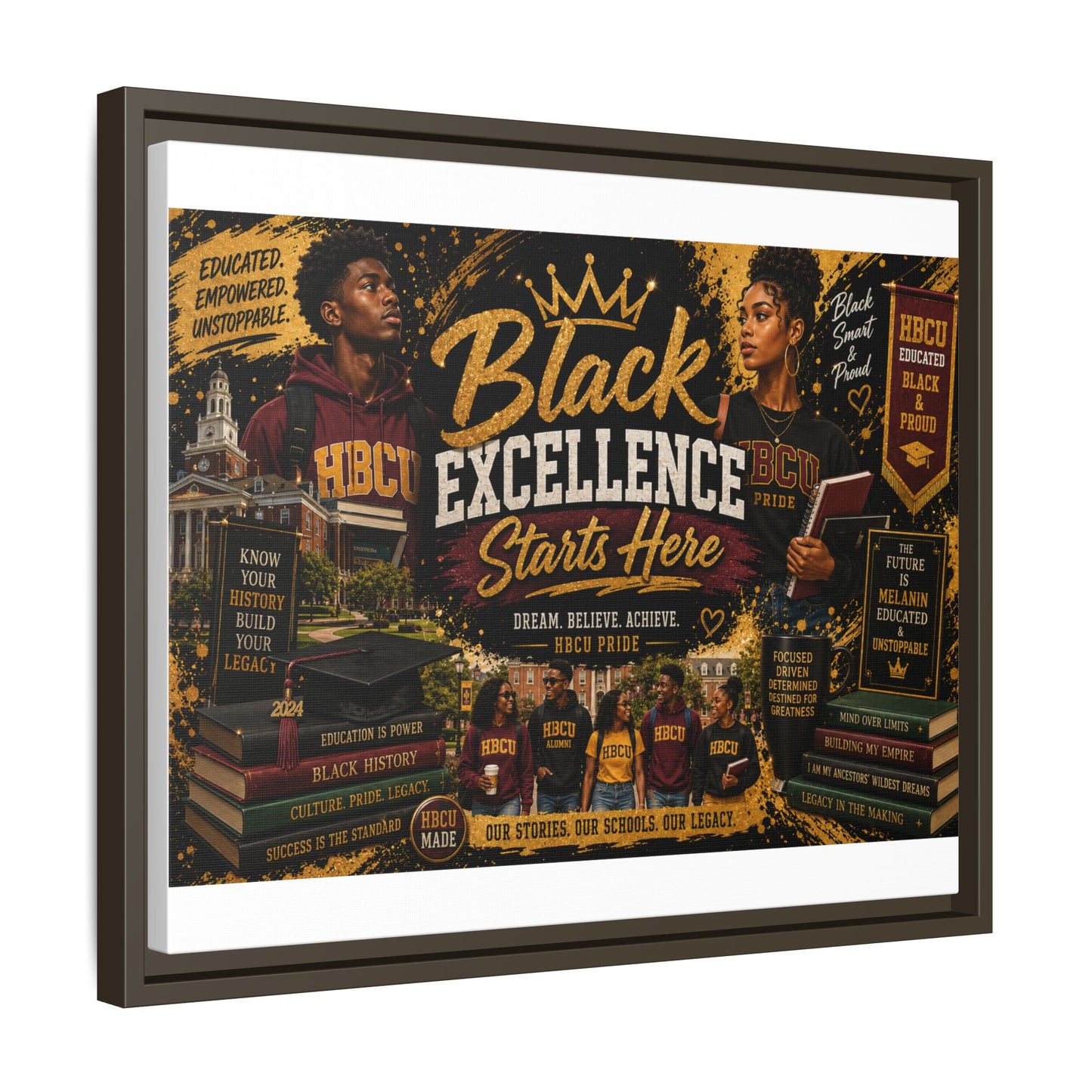 Black Excellence Starts Here Framed Canvas
