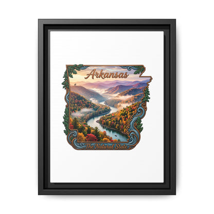 Arkansas Scenic State Map Canvas — "The Natural State" Framed Wall Art