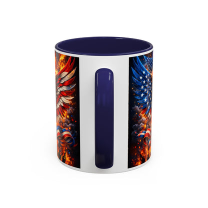 Patriotic Eagle Coffee Mug — American Flag Bald Eagle Accent Mug (11/15oz)