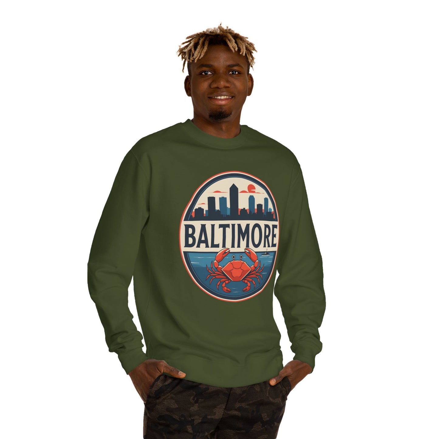 Baltimore Skyline Crab Sweatshirt – Retro City Crewneck