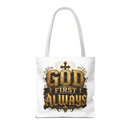 God First Always Tote Bag — Christian Faith Inspirational Canvas Tote