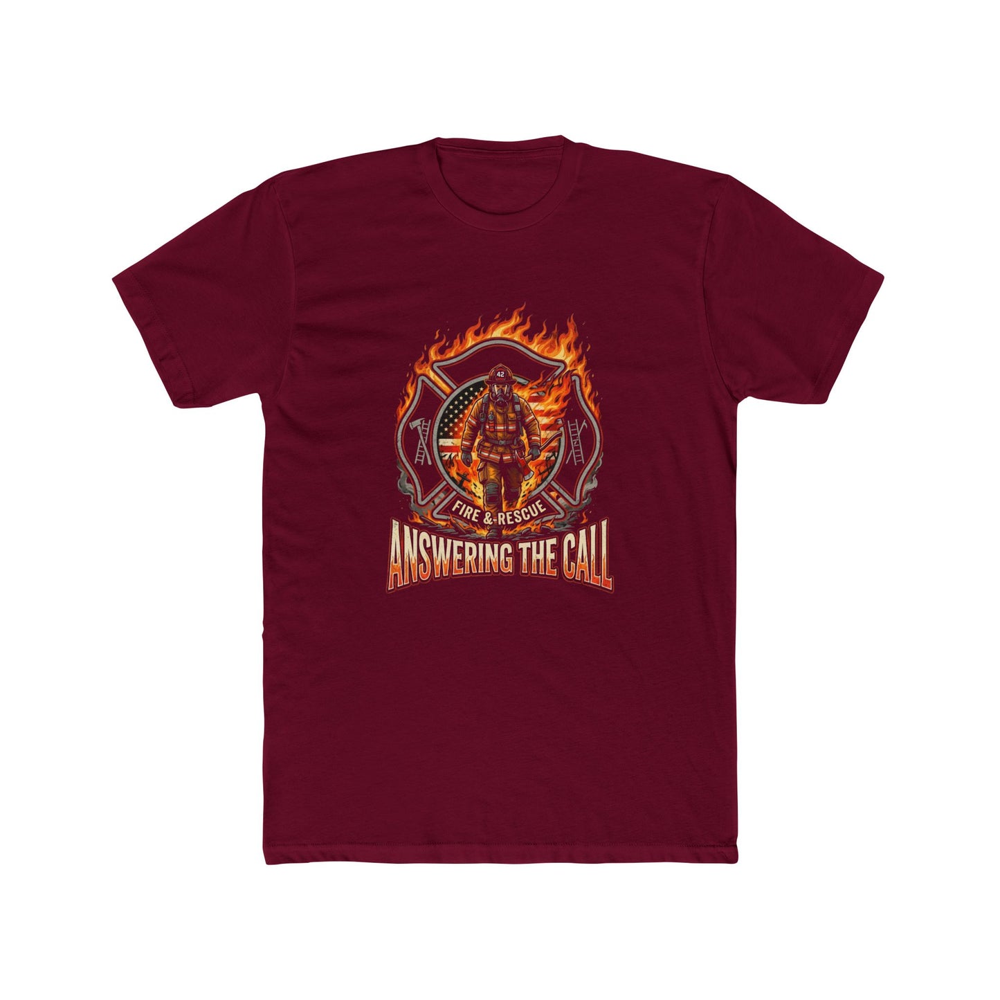 Firefighter T-Shirt - 'Answering the Call' Flame Rescue Crew Tee