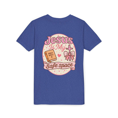 Youth Tee — "Jesus Is My Safe Space" Christian Kids T-Shirt