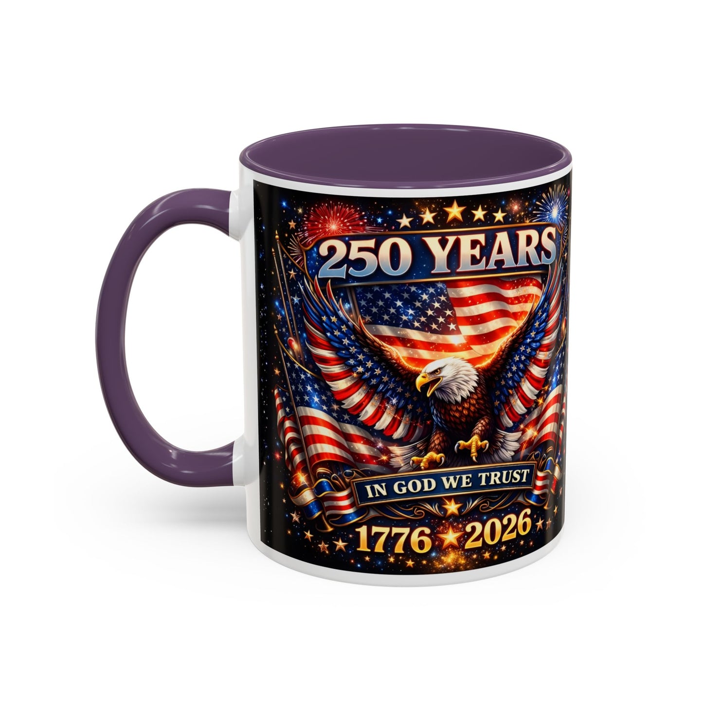 250 Years Patriotic Coffee Mug — In God We Trust 1776–2026