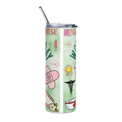 Nurse World Health Day Stainless Steel Tumbler — 20oz Medical Heartbeat Travel Cup