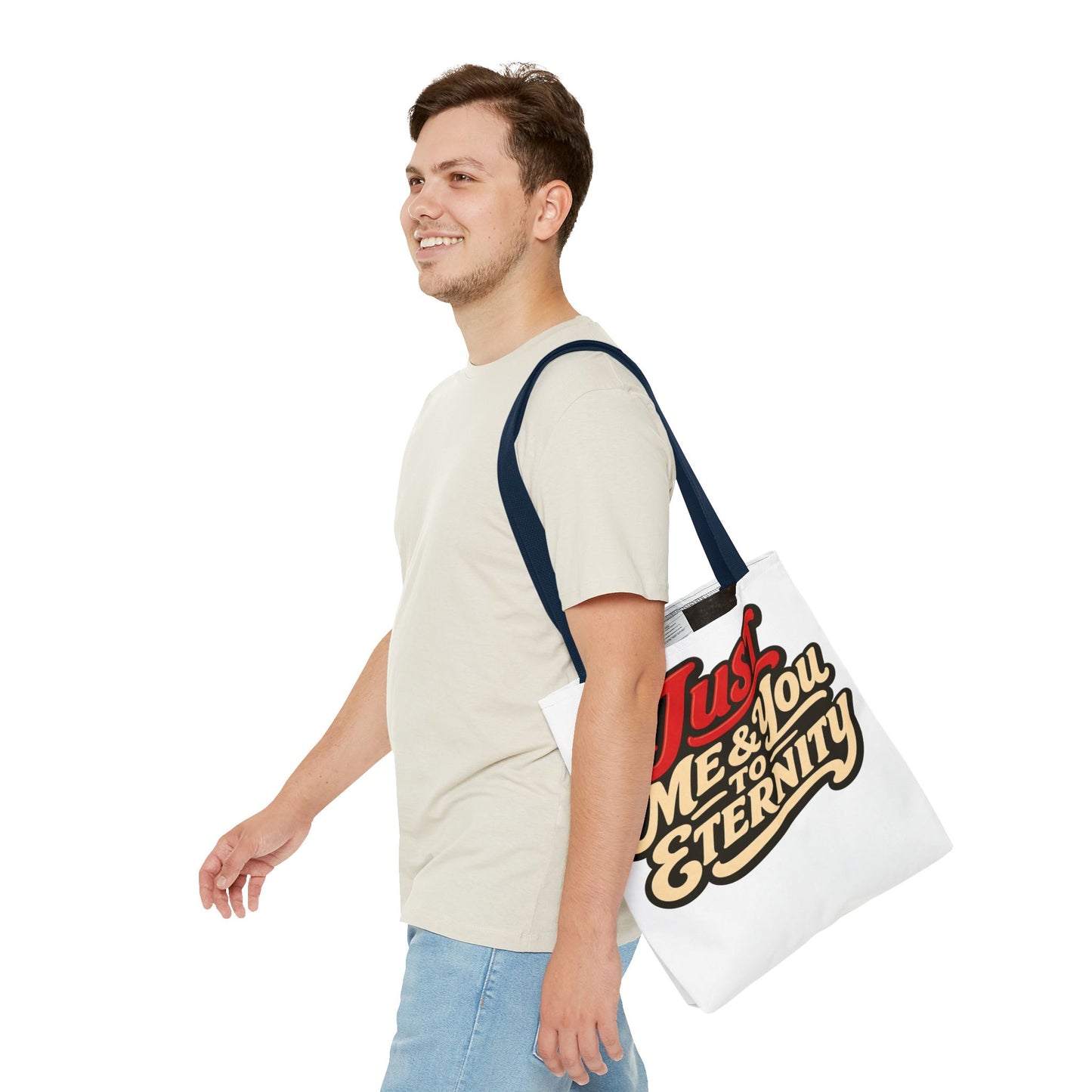 Just Me & You to Eternity Tote Bag — Romantic Script Canvas Tote