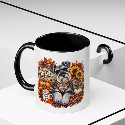 Thanksgiving Schnauzer Coffee Mug — 'Happy Thanksgiving' Autumn Dog Mug (11/15oz)