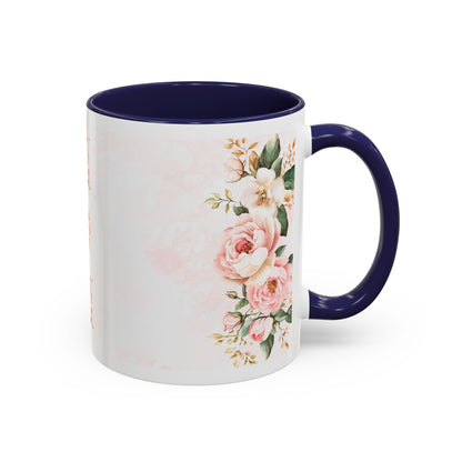 Mom Floral Accent Coffee Mug — Pink Roses Mother's Day Gift (11/15oz)