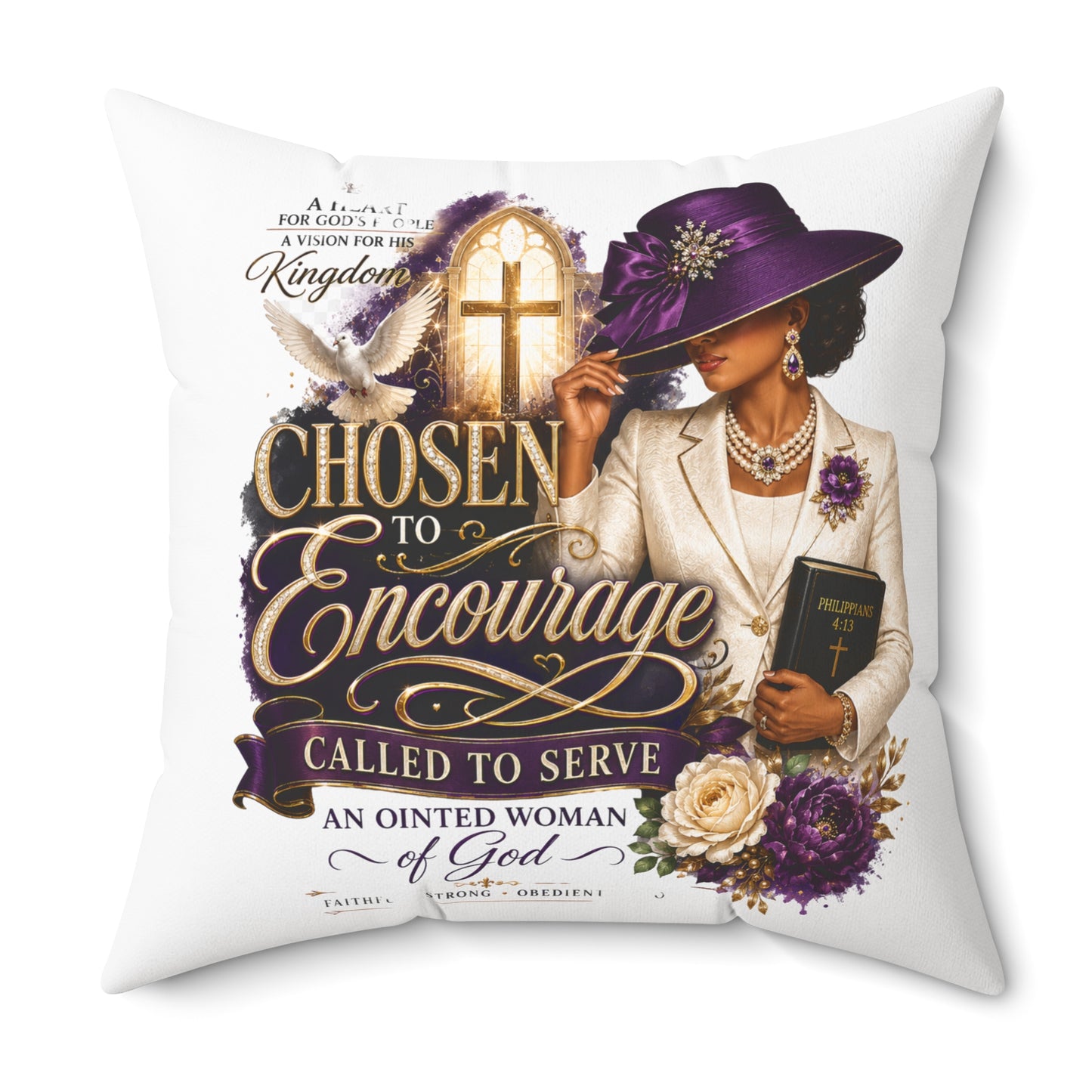 Christian Decorative Pillow — "Chosen to Encourage" Church Ladies Accent Pillow