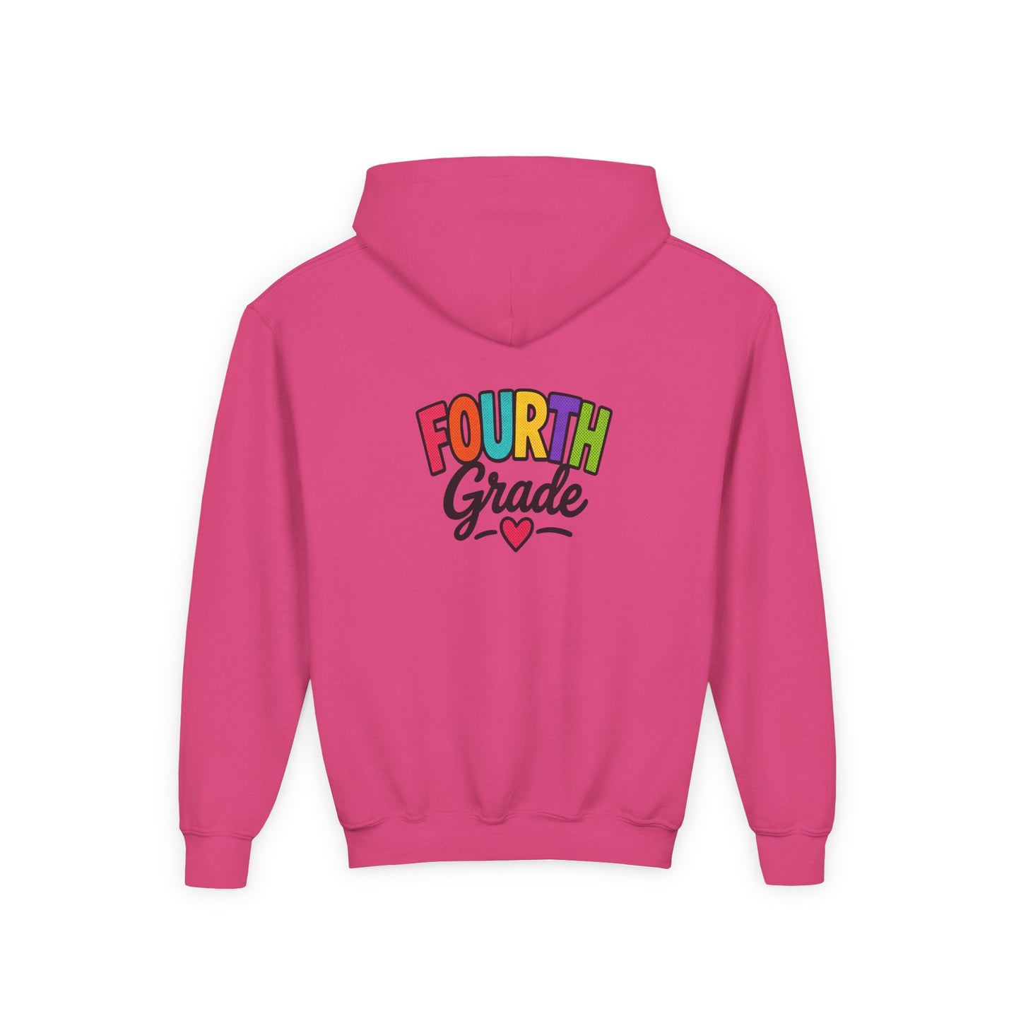 Fourth Grade Hoodie — Colorful Kids School Sweatshirt (“Fourth Grade” with Heart)
