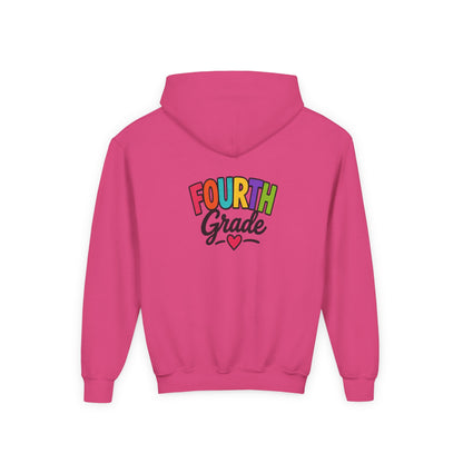 Fourth Grade Hoodie — Colorful Kids School Sweatshirt (“Fourth Grade” with Heart)