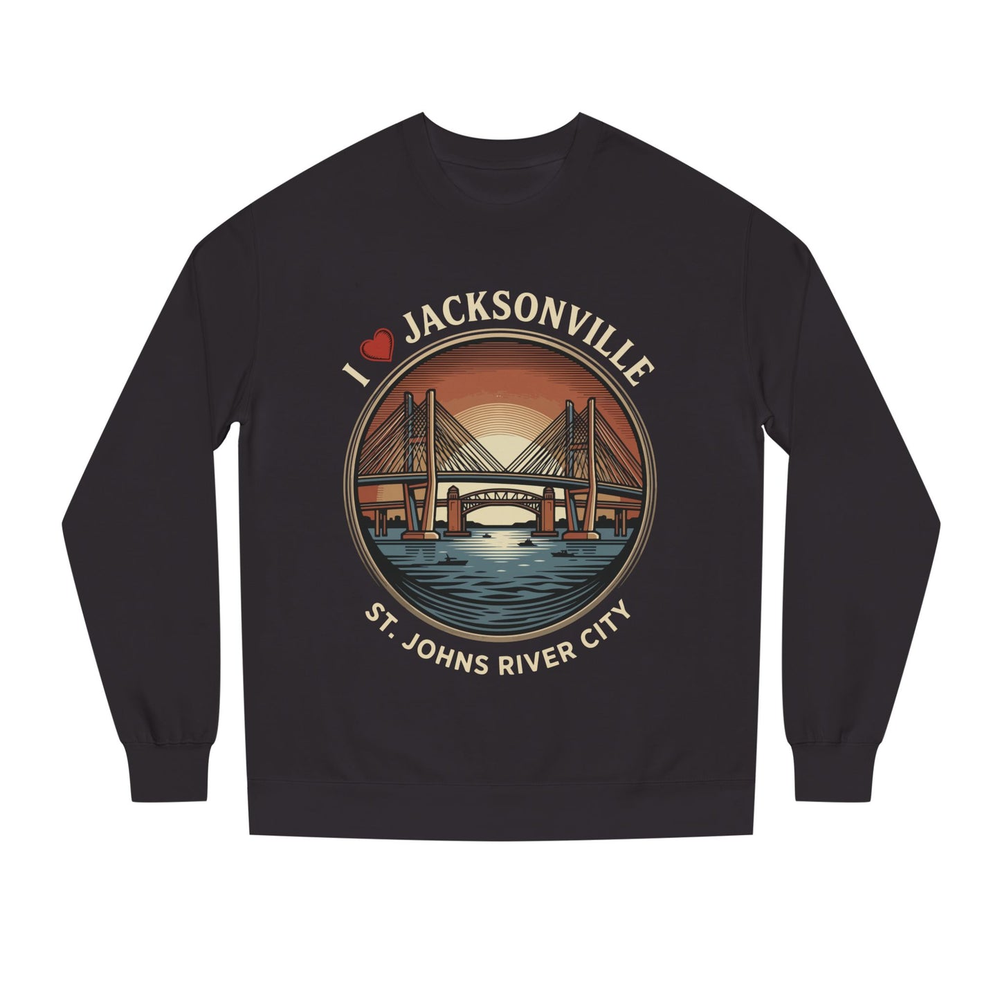 Jacksonville Crewneck Sweatshirt — I  Jacksonville St. Johns River City Graphic