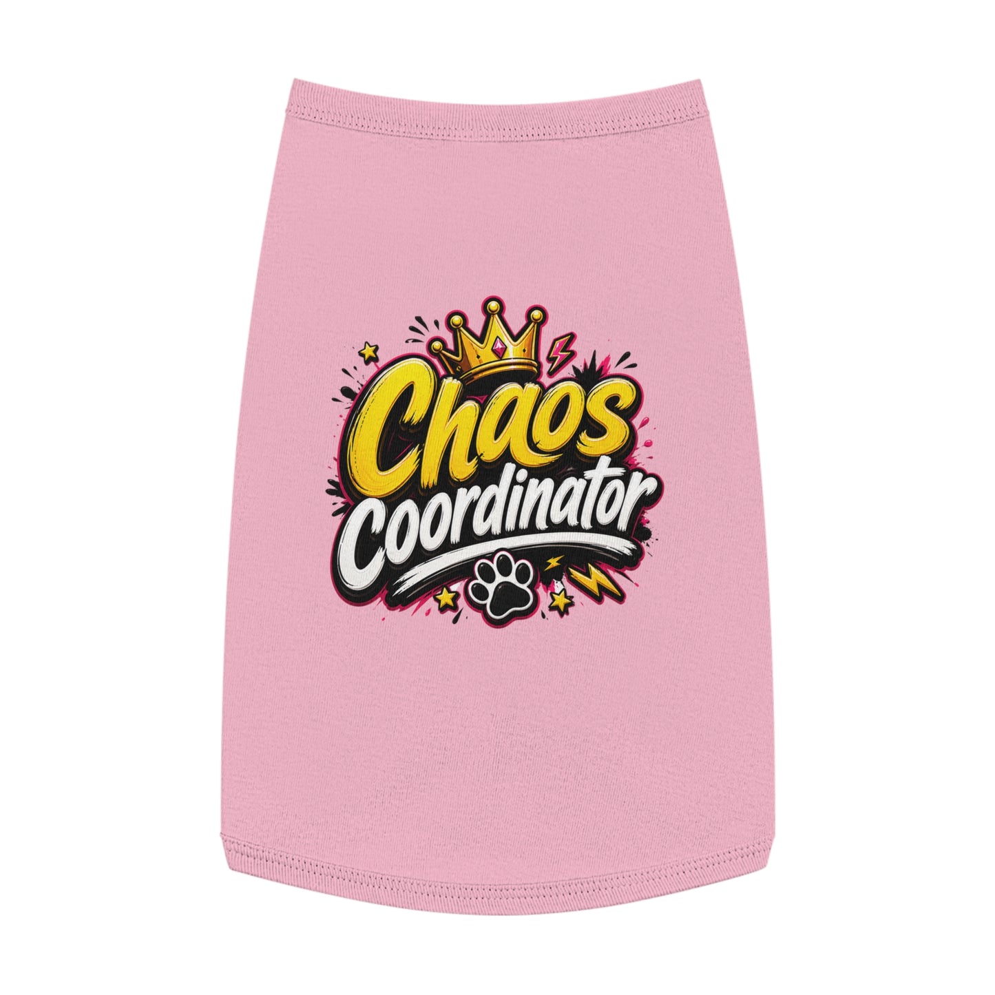 Chaos Coordinator Pet Tank Top — Cute Crown Paw Graphic Dog & Cat Tee